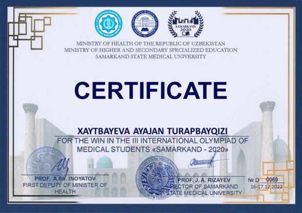 III International Olympiad of Medical Students «Samarkand-2020»